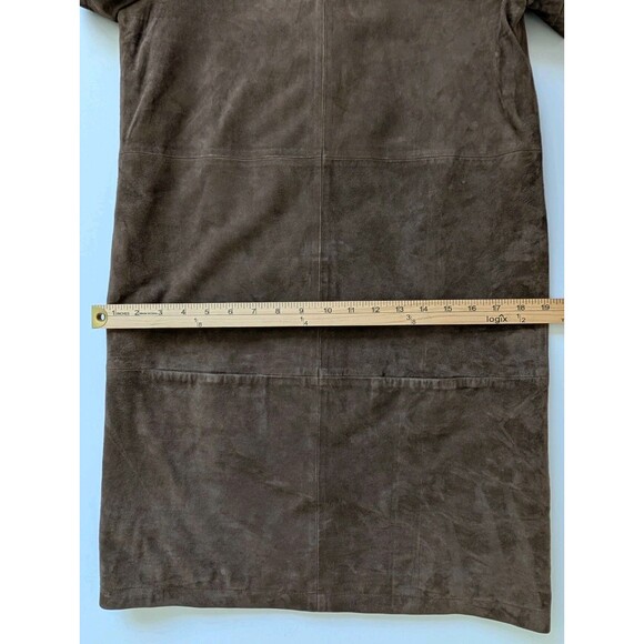NWT Sessun Genuine Real Leather Suede Brown Shift Mini Dress Medium - Picture 12 of 14